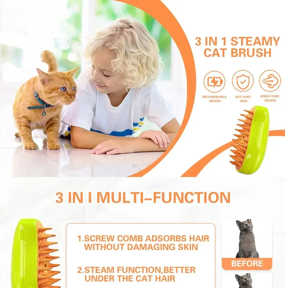 3-in-1 Steam Pet Brush